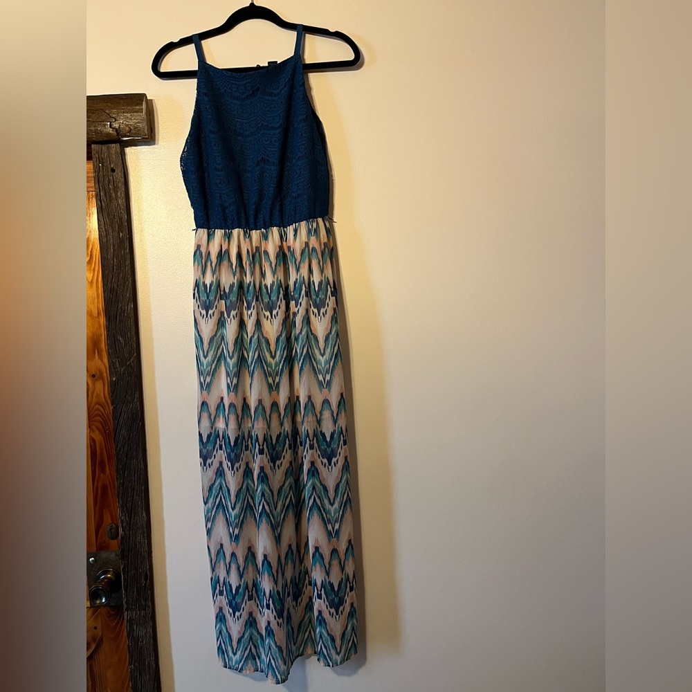 Rue21 Blue Lace Detail maxi dress sz med